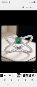 Anillo de Compromiso de Diseño en Forma de X con Diamantes Cruzados y Piedra Verde de Corte Brillante para Mujer, Oro Blanco de 18K, Certificado IGI, Cultivado en Laboratorio - Product Image 2