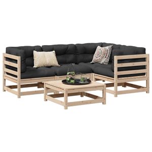 Conjunto de Sofás Modulares Grandes para Jardín, Madera de Pino Sólida Natural, Muebles de Exterior de Primera Calidad - Product Image 1