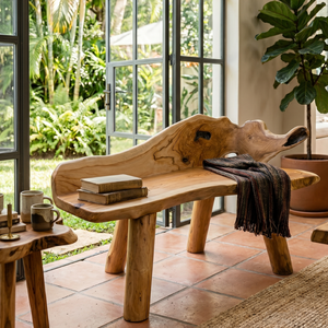Unique Rustic Teak Root <b>Bench</b> Rectangular Handcrafted Artisan Outdoor Patio Furniture for Home Villa Resort Cafes ARTERRA Premiu - Product Image 3