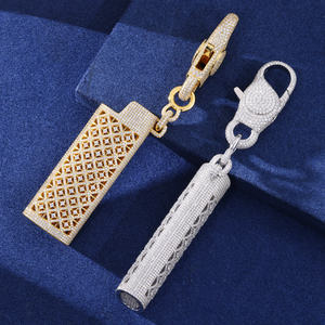 Estuche para encendedor personalizado con incrustaciones de moissanita, plata 925, diseño de antorcha, cadena de joyería estilo hip hop, regalo - Product Image 3