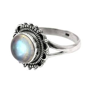 Fancy 925 Sterling Silver Women Bohemian <b>Ring</b> Brilliant Round Cut <b>Labradorite</b> Gemstone Jewelry Perfect For Wedding & Anniversary - Product Image 1