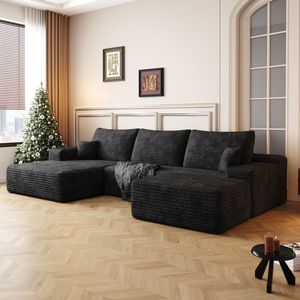 Divano Sezionale Moderno Minimalista da 272 cm con 1 Ottomana, Divano a U Imbottito con Seduta Profonda per Soggiorno, Collezione Cloud - Product Image 2