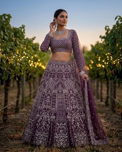 LAHENGA CHOLI DUPATTA BUTTER <b>FLY</b> <b>NET</b> EMBROIDERY SEQUNCE WORK WITK CANCAN & CANVAS PATTA - Product Image 1