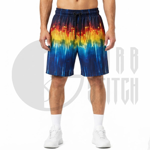 Shorts de sport pour homme, impression par sublimation, séchage rapide, en mesh, style Bermuda, avec poches et cordon de serrage - Product Image 3