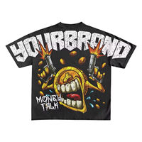 Vintage Grafische 100% Katoenen Slim Fit Ademend Snel Droogende Streetwear DTG Geprinte T-Shirt Groothandel Op Maat EDGE MOTO