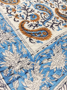 Silkgram Traditional Indigo Cotton Kantha <b>Quilt</b> Blue Floral Hand-Stitched 300tc All-Season Home Decor <b>Throw</b> Cover - Product Image 4