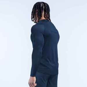 Men's <b>Black</b> <b>Long</b> Sleeve Compression Shirt Solid Color Quick Dry Knitted Sporty Casual Fit Full Sleeve O-Neck <b>Top</b> - Product Image 2