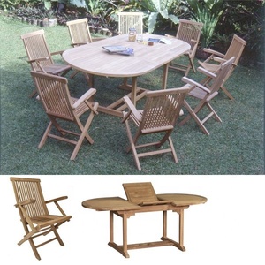 ชุดโต๊ะรับประทานอาหารพับได้พร้อมเก้าอี้พับ,เฟอร์นิเจอร์สวนไม้สักลานกลางแจ้งชุดเฟอร์นิเจอร์ - Product Image 1