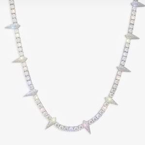 <b>Iced</b> <b>Out</b> Spike Necklace Moissanite <b>Chain</b> Arrow Design Unisex Hip Hop Link Necklace for Party Gift - Product Image 1