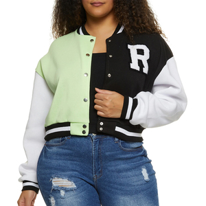 Chaqueta Varsity con Bloques de Color y Logotipo R, Cuello Camisero, Corte Regular, Estilo Preppy Unisex, Ropa de Otoño - Product Image 6