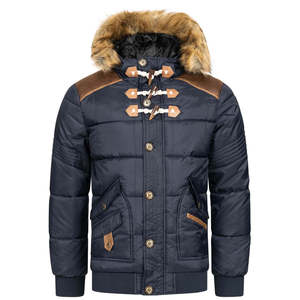 Veste softshell homme légère, doudoune matelassée avec capuche en fourrure, coupe-vent, manteau d'hiver décontracté, coupe classique, fermeture éclair - Product Image 2