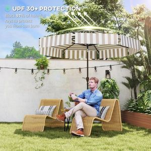Ombrellone da Esterno Ventilato a 2 Livelli da 2,6 m con 8 Stecche, Protezione UPF 30+, Ombrellone da Tavolo Inclinabile da 2,6 m a 2 Livelli Ventilato - Product Image 2