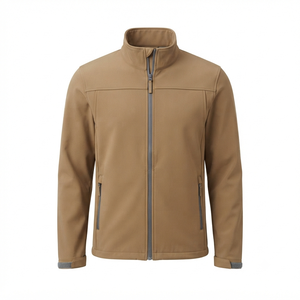 Chaqueta para Hombre Color Bronceado, Cierre Completo, Cuello Alto, Resistente al Viento, Informal, Corte Regular, Exterior de Poliéster, para Otoño, Abrigo para Exteriores - Product Image 2