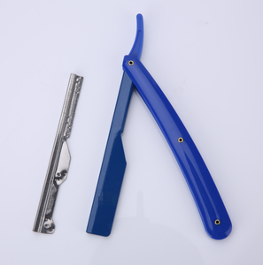 Rasoir à lame unique avec manche en plastique bleu, lame en acier inoxydable, pour usage en salon de coiffure, outil de rasage du visage, logo personnalisé - Product Image 4