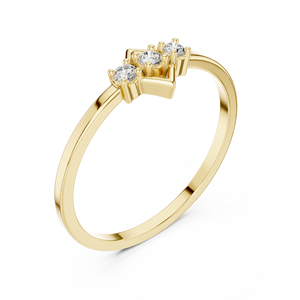Anillo de compromiso, boda o aniversario con tres diamantes de corte radiante geométrico en forma de cometa, chapado en oro amarillo y rodio. - Product Image 3