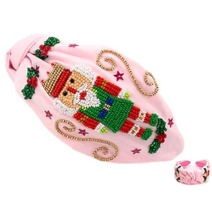 Diadema bordada con cuentas de semillas para fiestas navideñas, diadema única con bordado de cuentas de semillas con temática navideña - Product Image 3