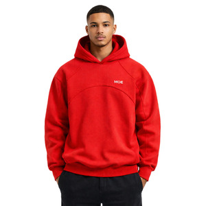 Sweat-shirts tendance à double couche avec coutures apparentes pour hommes, coupe oversize, en molleton de coton épais, manches raglan, style streetwear, fourniture OEM - Product Image 2