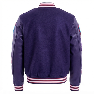 Custom Embroidered Patches Wool Body <b>Leather</b> Sleeves Varsity <b>Jacket</b> <b>Men</b> Vintage Letterman Streetwear Unisex Outerwear Coat - Product Image 2