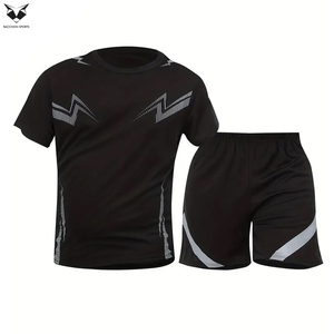 Men's <b>Short</b> Sleeve <b>Shorts</b> Outdoor Fitness Breathable Quick-Dry Loose Running Outfit Set Compression T-Shirt And <b>Shorts</b> Set - Product Image 2