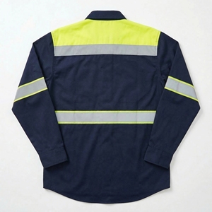 Camisa de Trabajo de Alta Visibilidad para Hombre, Azul Marino y Amarillo, Reflectante, Manga Larga, Uniforme de Construcción, Fabricante OEM - Product Image 2