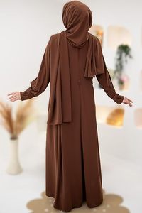 Wholesale Popular Trendy Brown Kaftan for Women Breathable Abayas for Women Long Dress Khimar <b>Islamic</b> Clothing Jilbab Long Dress - Product Image 3