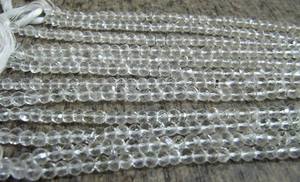 Perles de cristal de roche blanc naturel micro-facettées en forme de rondelle de 4 mm, brin de 13 pouces de long - Product Image 3