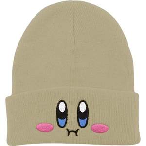 Gorro de Cachemira Beige con estampado de Anime de Kirby, gorro de invierno a la moda con logotipo bordado personalizado para bebés, escena de playa - Product Image 3