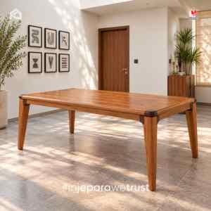 Mid Century Modern Solid <b>Teak</b> <b>Wood</b> Rectangular Dining Table Walnut Finish Wooden Dining Room <b>Furniture</b> - Product Image 1