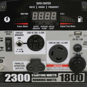 2300 Watt Digital Inverter <b>Gasoline</b> <b>Generator</b> 79 Cc OHV Engine 6.5 Hour Run Time 120/240 VAC Telescopic Pull Handle EPA Parall - Product Image 6