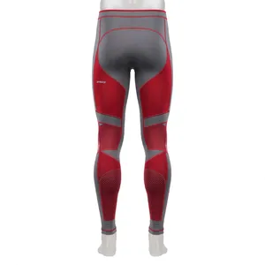 Amkoor <b>Men's</b> <b>Compression</b> Leggings Full Length Red Gray Quick Dry Spandex/Nylon Drawstring Elastic Waist Sport <b>Tights</b> - Product Image 2