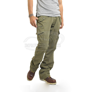 Joggers largos informales para hombre, pantalones cargo ligeros de cintura media para trabajo al aire libre con parte delantera plana, patrón recto de lavado ligero personalizado al por mayor - Product Image 4