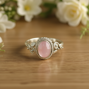 แหวนมอสซาไนต์ดีไซน์เนอร์ 3.2 กรัม ประดับโรสควอตซ์ แหวนแต่งงานสุดหรู - Product Image 3
