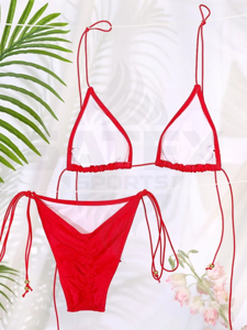 Maillot de bain deux pièces sexy pour femme, ensemble bikini triangle à nouer - Product Image 4