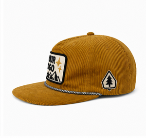 Custom Brand Corduroy <b>Flat</b> Brim Snapback <b>Hat</b> with Embroidered Patch-Unisex Adult Summer Street Punk Style Polyester/Cotton - Product Image 4