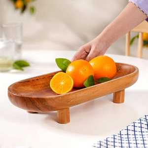 Plateaux décoratifs en bois gravé pour salades de fruits, snacks ou fruits secs, thé, café – Plateaux de service en bois finis - Product Image 1