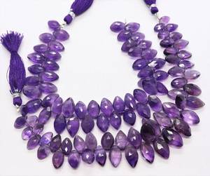 Perles d'améthyste africaine naturelle facettées en forme de marquise 6x11-8x13 MM, perles de pierres précieuses d'améthyste, perles d'améthyste violettes de 8 pouces pour bijoux - Product Image 1