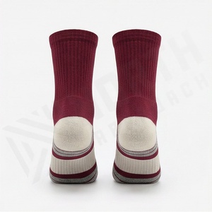 Crew <b>Socks</b> Solid Color Burgundy Breathable Knitted for Daily Life Casual Wear Adult Size Standard - Product Image 2