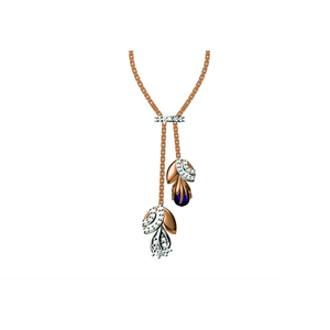 Collier élégant en or rose 18 carats avec pendentif en diamant et pierre précieuse bleue d'inspiration naturelle, chaîne réglable pour femmes - Product Image 2