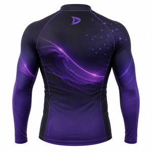 Wholesale Raised Rubber Print Breathable 220g Polyester/Nylon Unisex Adult Full Sleeve Jiu Jitsu MMA BJJ Rash Guard - Product Image 2