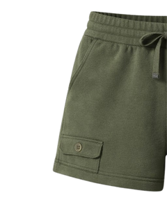 Custom Olive Green Women Sweat Shorts Cotton Fleece Elastic Waist <b>Drawstring</b> Gym Casual Summer Shorts OEM Manufacturer Supplier - Product Image 3