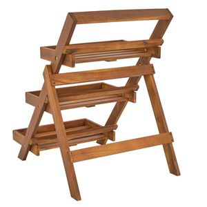 Scaffale a 3 livelli in legno di acacia pieghevole compatto per interni/esterni e mensola espositiva per piante e oggetti decorativi - Product Image 3