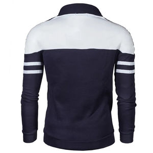 Veste universitaire pour homme avec logo personnalisé, patchwork en toile respirante, décoration frontale en cristal, coque en laine 360g, col en V, fermeture éclair - Product Image 3