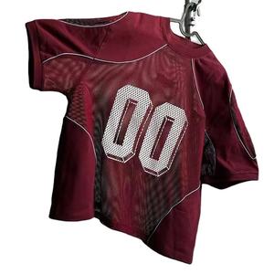 Maillot de sport unisexe ample en maille avec logo personnalisé, imprimé par sublimation, anti-bactérien, sans couture, col en V, manches courtes, coupe oversize - Product Image 6