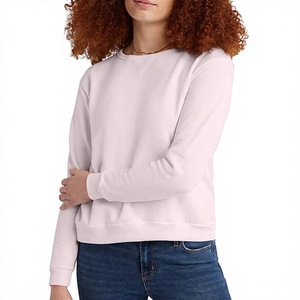 Sudadera de Cuello Redondo Color Durazno para Mujer, Corte Regular, Manga Larga, Color Sólido, Tejido de Algodón, Ropa de Otoño - Product Image 6