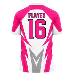 <b>Hot</b> <b>Pink</b> & White Soccer Jersey Uniform Custom Football Kit Quick Dry Team Apparel with Personalized Name Number Design - Product Image 2