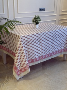Floral Cotton <b>Tablecloth</b> White Dining <b>Table</b> Cover Printed <b>Table</b> Linen Kitchen Decor Washable <b>Table</b> Cover - Product Image 2