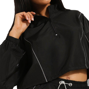 Ensemble court coupe-vent deux pièces pour femme, personnalisé OEM, style urbain, hiver, 100 % polyester, avec fermeture éclair - Product Image 3