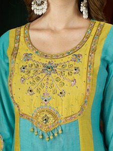 Conjunto de Salwar Kameez de Algodón Bordado para Mujer, Marca Shivam Hub, de Secado Rápido, Largo hasta el Suelo, Corte Regular, Kurta, Pantalón, Dupatta, Tradicional - Product Image 5