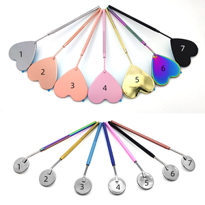 Miroirs de poche cosmétiques ovales rouges lumineux en acier inoxydable personnalisés avec logo, de haute qualité, prix de gros - Product Image 3