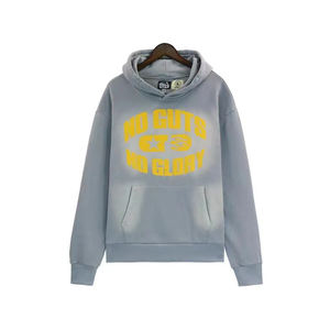 Sweat à capuche unisexe OEM style streetwear, personnalisé, brodé, délavé à l'acide, effet soleil, en molleton de coton épais 500 GSM, avec poche et motif graphique, coupe décontractée - Product Image 4